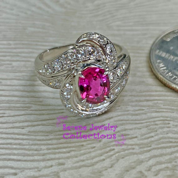 1.17ct Ruby Unheated Diamond Platinum Ring Estate… - image 2