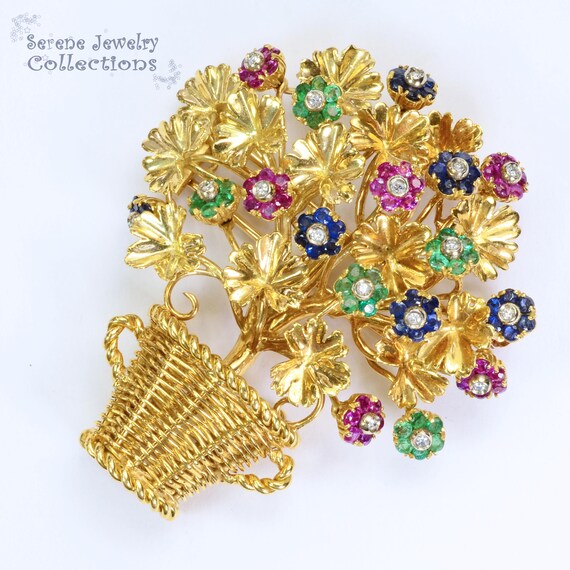 Ruby Emerald Sapphire Diamond 18k Solid Gold Tiff… - image 2