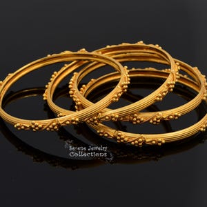 22k Solid Yellow Gold Fancy Bangle Bracelet 7 INCH SET (4 bracelets)
