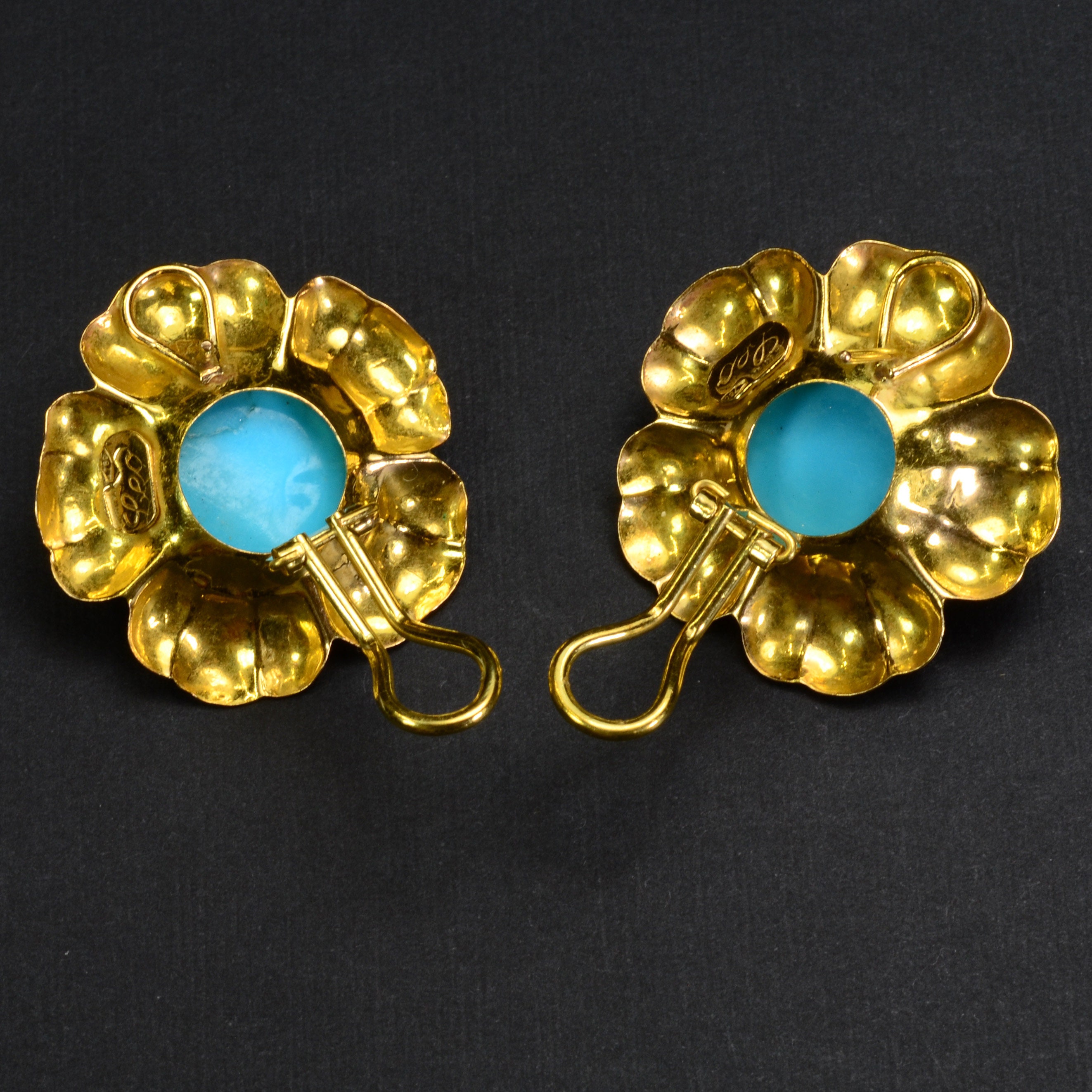 Buy 24CT Turquoise 18k Solid Gold Earrings Vintage Online in India Etsy