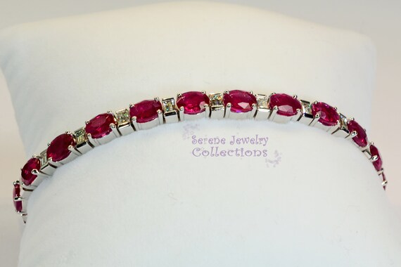 13.7ct Ruby Diamond Bracelet 18k Solid Gold Vinta… - image 4