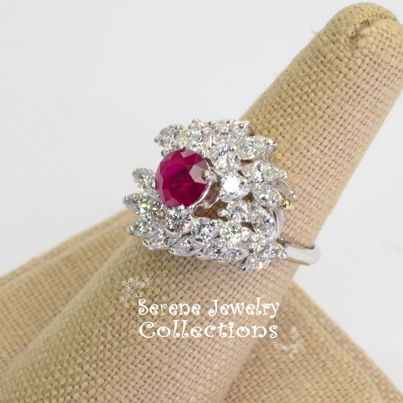 1.25ct Ruby Diamond 18k Solid Gold Ring Estate Vi… - image 2