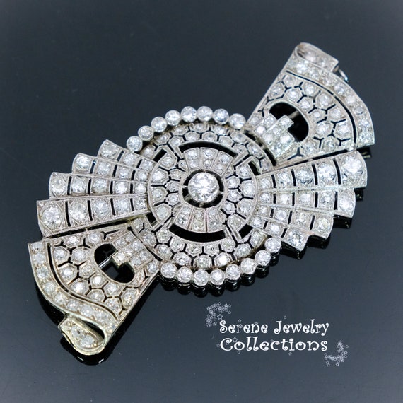 Art Deco 5CT Diamond Platinum Brooch Vintage Etsy Canada