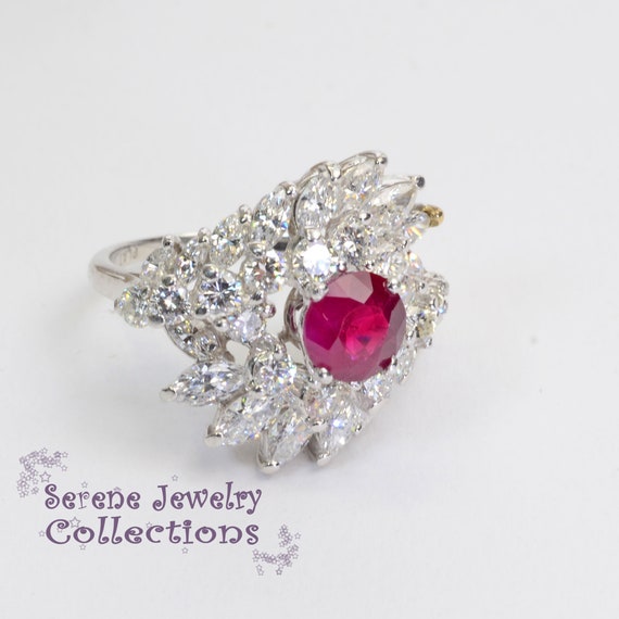 1.25ct Ruby Diamond 18k Solid Gold Ring Estate Vi… - image 5