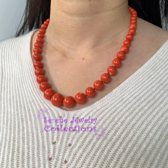 Politiebureau Vervelen Veeg 7.5MM-15MM Momo Coral ronde kraal 18k massief gouden ketting - Etsy  Nederland