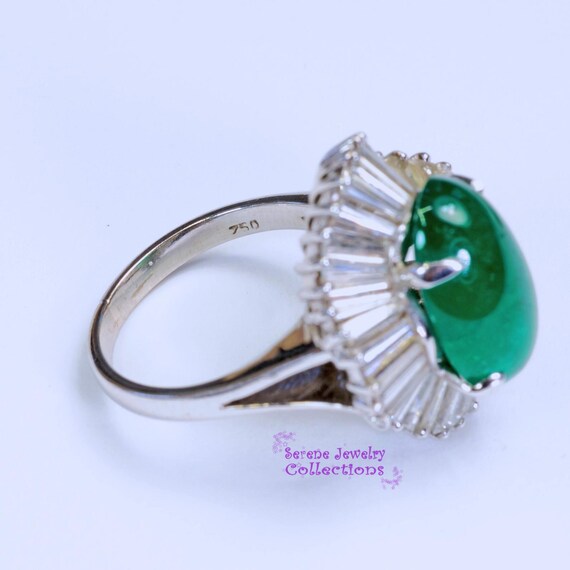 6.5CT Emerald Diamond 18k Solid Gold Ring Vintage… - image 7