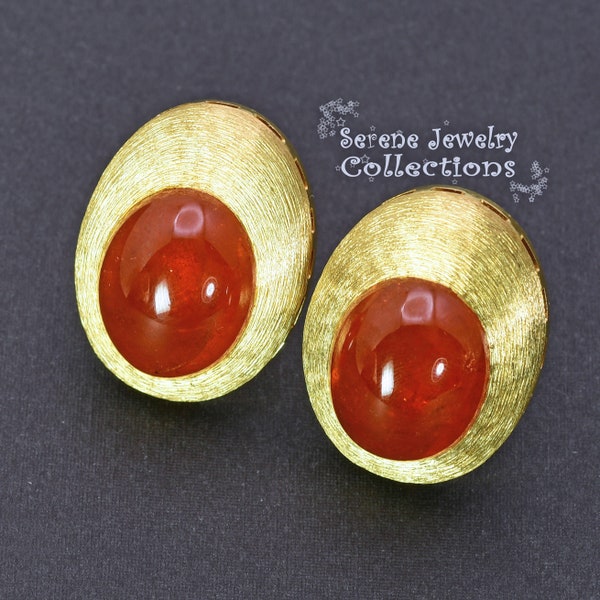 Henry Dunay Rare 40ct Spessartite 18k Yellow Gold Vintage Earrings One of a Kind!