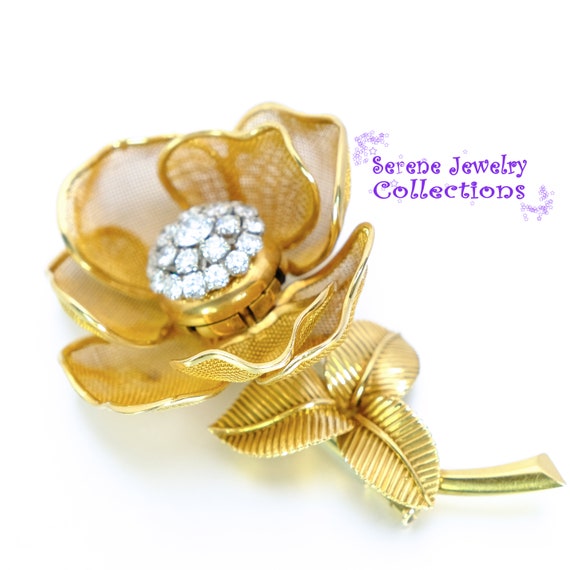 Diamond 18k Solid Gold Flower Adjustable Petal Br… - image 2