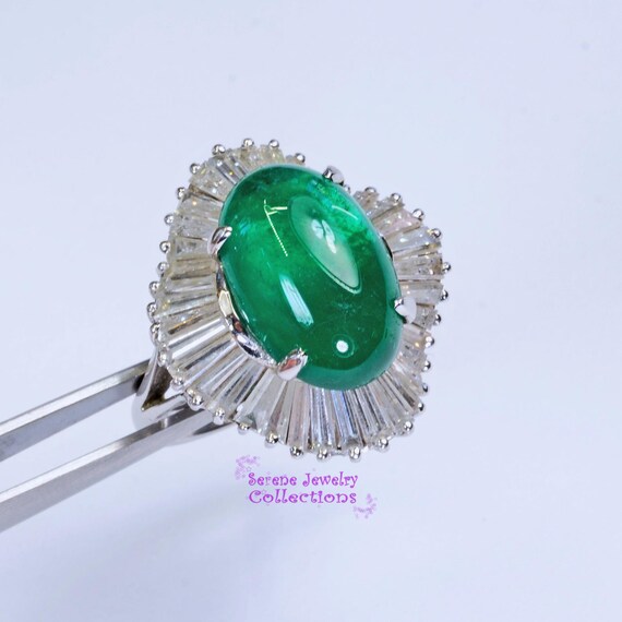 6.5CT Emerald Diamond 18k Solid Gold Ring Vintage… - image 5