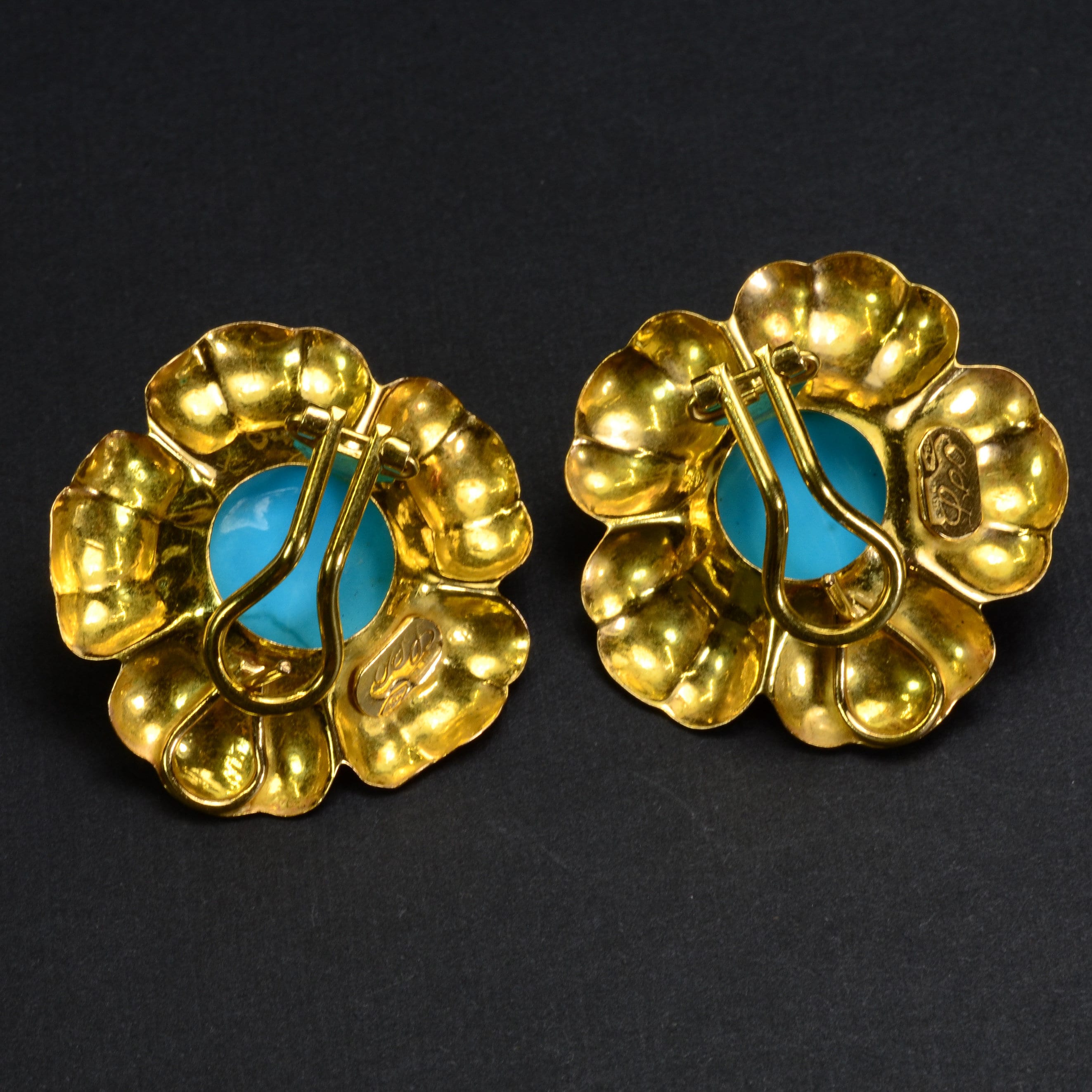 Buy 24CT Turquoise 18k Solid Gold Earrings Vintage Online in India Etsy
