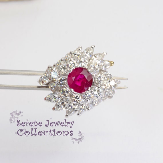 1.25ct Ruby Diamond 18k Solid Gold Ring Estate Vi… - image 3