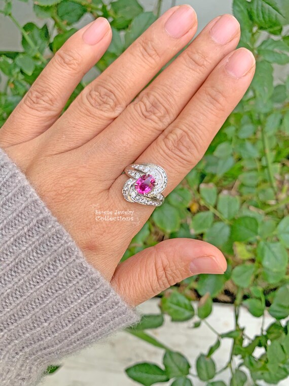 1.17ct Ruby Unheated Diamond Platinum Ring Estate… - image 6