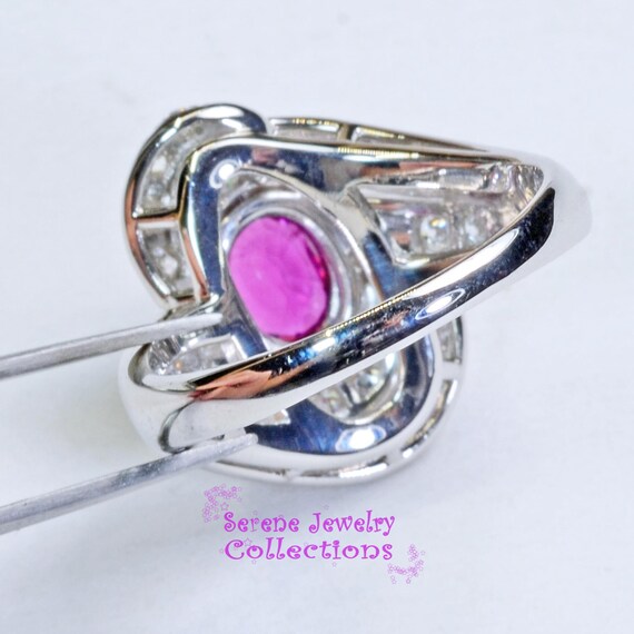 1.17ct Ruby Unheated Diamond Platinum Ring Estate… - image 7