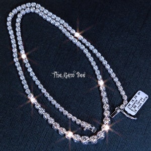 14K Solid White Gold 5 Carat Brilliant Cut Diamond Tennis 16 inch Necklace