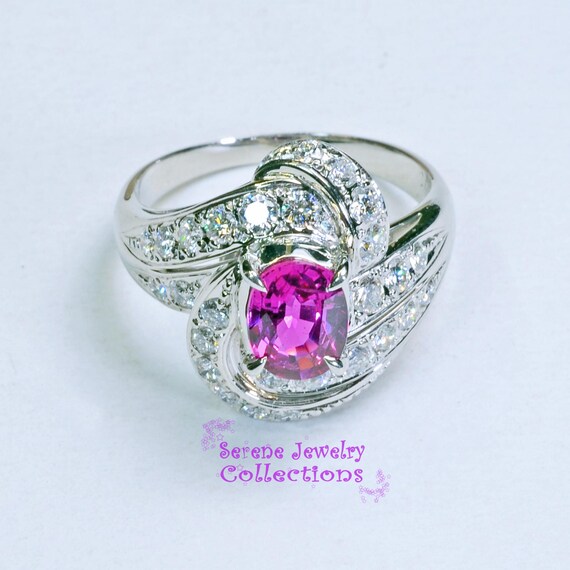 1.17ct Ruby Unheated Diamond Platinum Ring Estate… - image 4