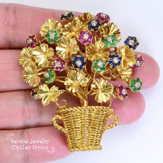 Ruby Emerald Sapphire Diamond 18k Solid Gold Tiff… - image 4