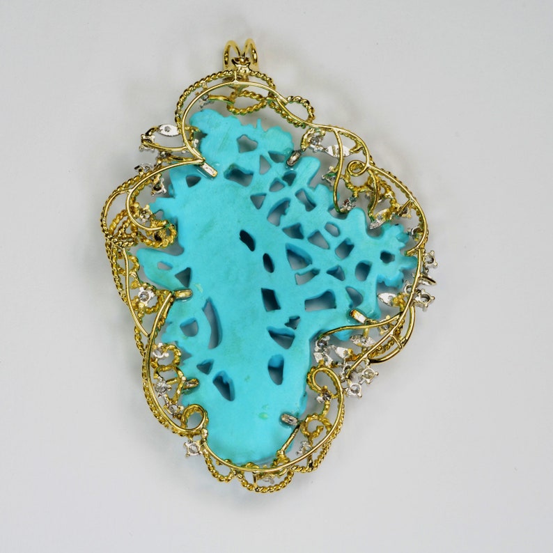 Sleeping Beauty Turquoise Lady Carving Diamond 18k Solid Gold - Etsy