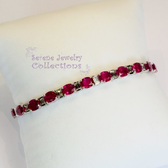 13.7ct Ruby Diamond Bracelet 18k Solid Gold Vinta… - image 5