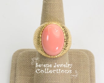Angel skin Coral 14k Gold Ring Vintage Ring Size 6