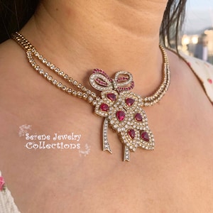 Burmese Ruby Diamond 18k Yellow Gold Necklace 16 inch GIA Certified