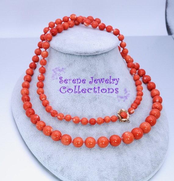 6.5MM-11.7MM Momo Coral Round Bead 14k Solid gold… - image 2