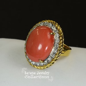 Red Coral Ring 14kt Yellow Gold - Etsy