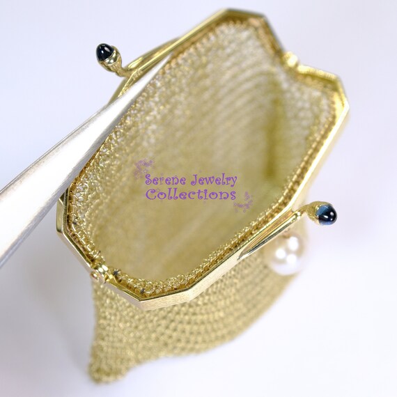 Tiffany & Co Sapphire Pearl 18k Solid Gold Purse … - image 5