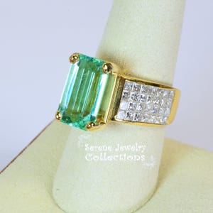 Seltener Unbehandelter 6.82CT Paraiba Turmalin 2.91CT Diamant 18k Gelbgold Ring Vintage Größe 7,5