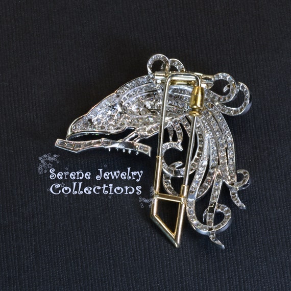 Bird of Paradise Diamond Platinum Brooch Vintage - image 7