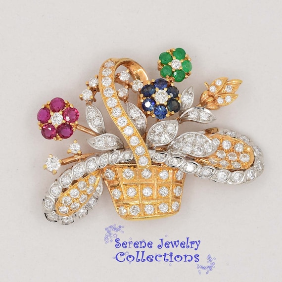 Ruby Emerald Sapphire Diamond 18k Solid Yellow Go… - image 2