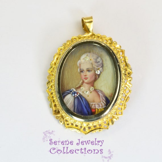 Antique Diamond Sapphire Enamel 18k Yellow Gold C… - image 1