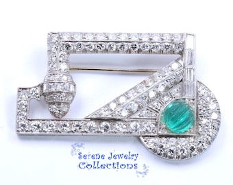 Art Deco Style 4.5CT Diamond Platinum Brooch Vintage