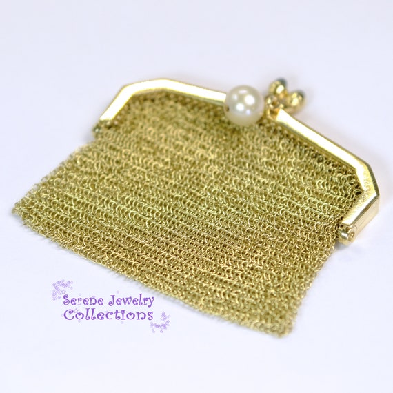 Tiffany & Co Sapphire Pearl 18k Solid Gold Purse … - image 3