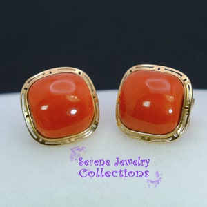 Momo Coral 14k Yellow Gold Earrings Clip On Vintage