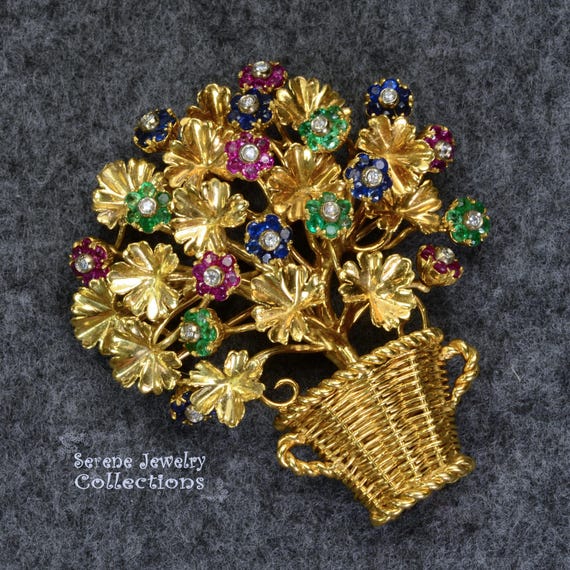 Ruby Emerald Sapphire Diamond 18k Solid Gold Tiff… - image 10