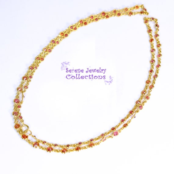 Sapphire Bezel Links 18k Yellow Gold Necklace Vin… - image 4