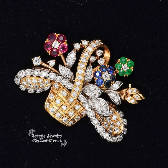 Ruby Emerald Sapphire Diamond 18k Solid Yellow Go… - image 8