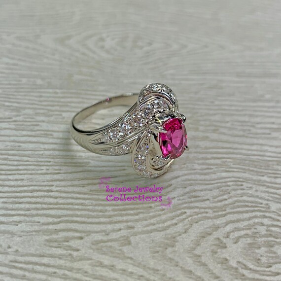 1.17ct Ruby Unheated Diamond Platinum Ring Estate… - image 5