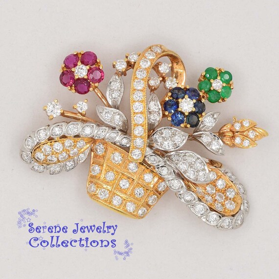 Ruby Emerald Sapphire Diamond 18k Solid Yellow Go… - image 3