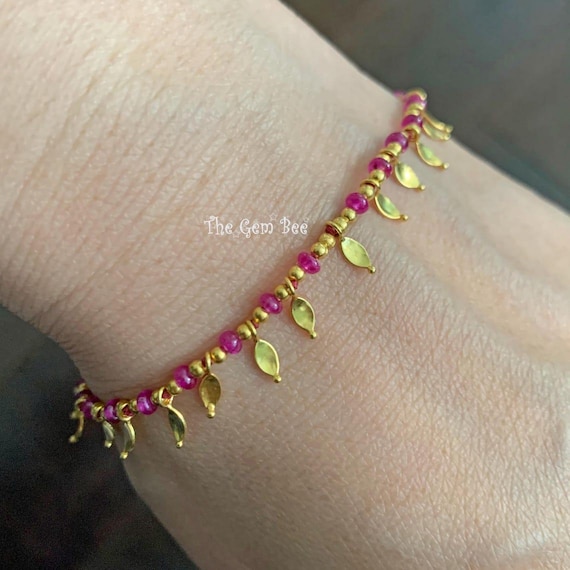 18k Solid Gold Gem Grade Fine Burmese Ruby Smooth… - image 1