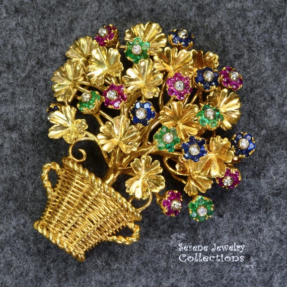 Ruby Emerald Sapphire Diamond 18k Solid Gold Tiff… - image 9