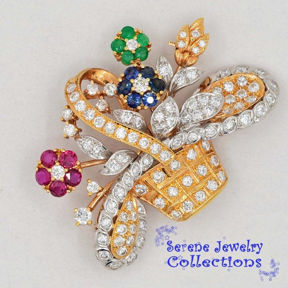 Ruby Emerald Sapphire Diamond 18k Solid Yellow Go… - image 4