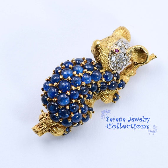 Sapphire Diamond Ruby 18k Solid Gold Koala Brooch… - image 7