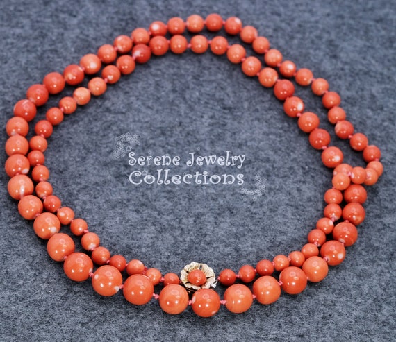 6.5MM-11.7MM Momo Coral Round Bead 14k Solid gold… - image 7