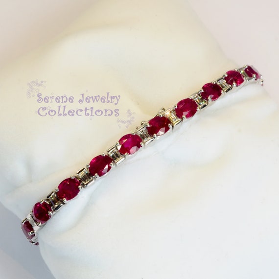 13.7ct Ruby Diamond Bracelet 18k Solid Gold Vinta… - image 6