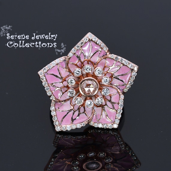 Light Pink Sapphire Diamond 18k Yellow White Gold… - image 1