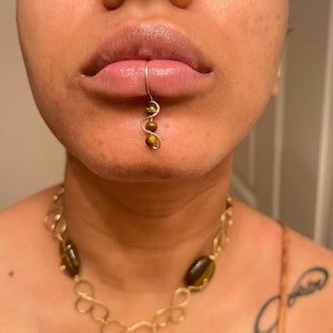 Tigers Eye ‘Serpent’ Lip Ring