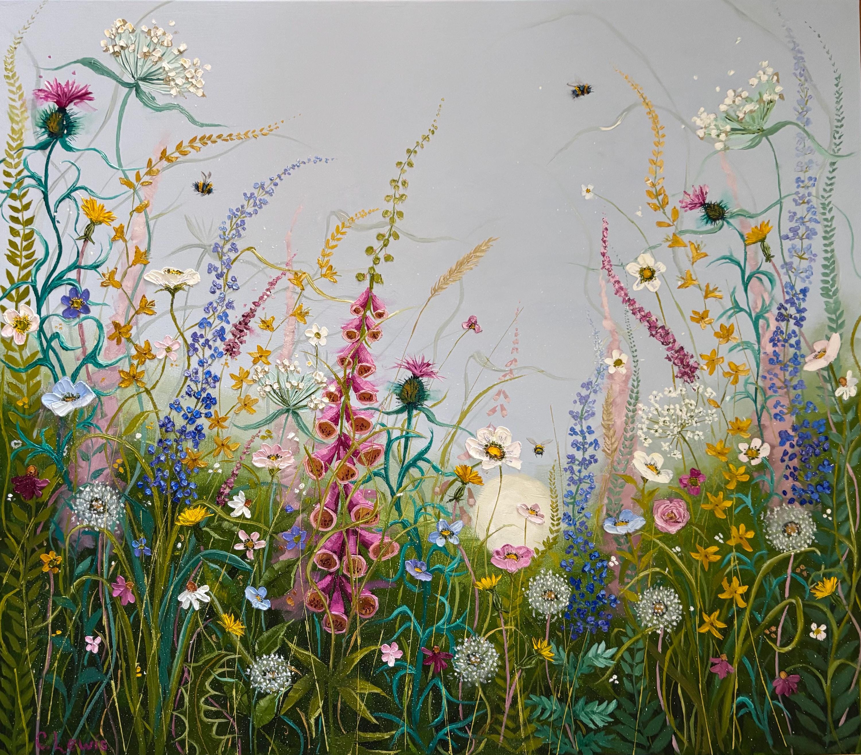 油絵 絵画 【Wild flowers】 Original Wildflower Oil Painting on Canvas – Meadow Garden Art
