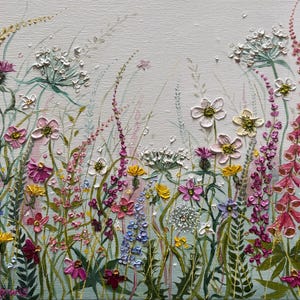 At Long Last-30 x 35 cm, environ 12 x 14 po, peinture de fleurs sauvages, peinture de prairie, art de fleurs sauvages, jardin de fleurs sauvages Cathy Lewis