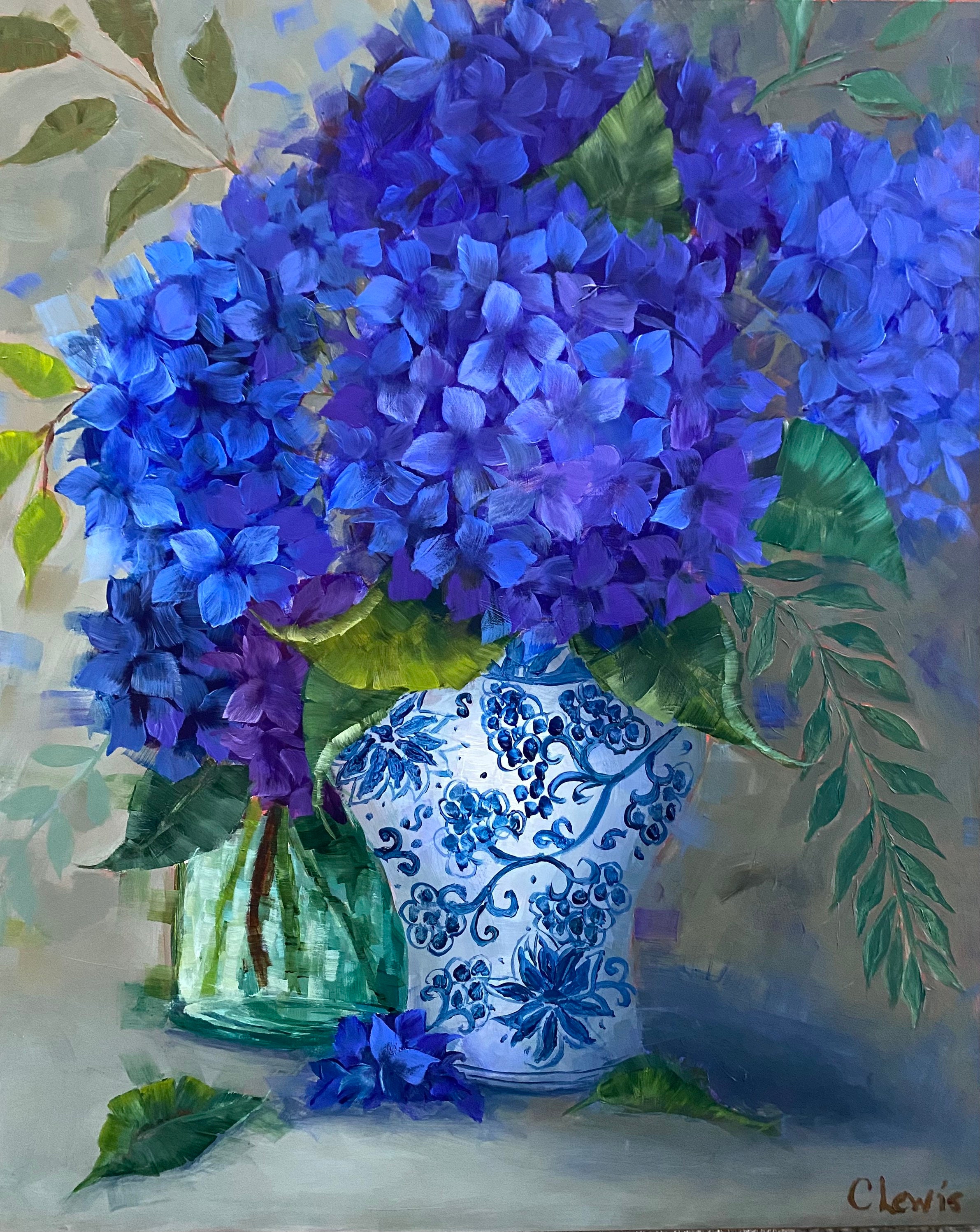 Buy Blue Hydrangea Chinoiserie Art Print – 'summer's End' Floral